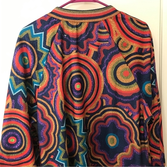 MissLook boho retro geometric print overcoat kimono duster size L - Picture 8 of 9